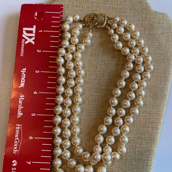 Kenneth Jay Lane faux pearl multi strand glass pearl necklace. - Picture 4 of 6